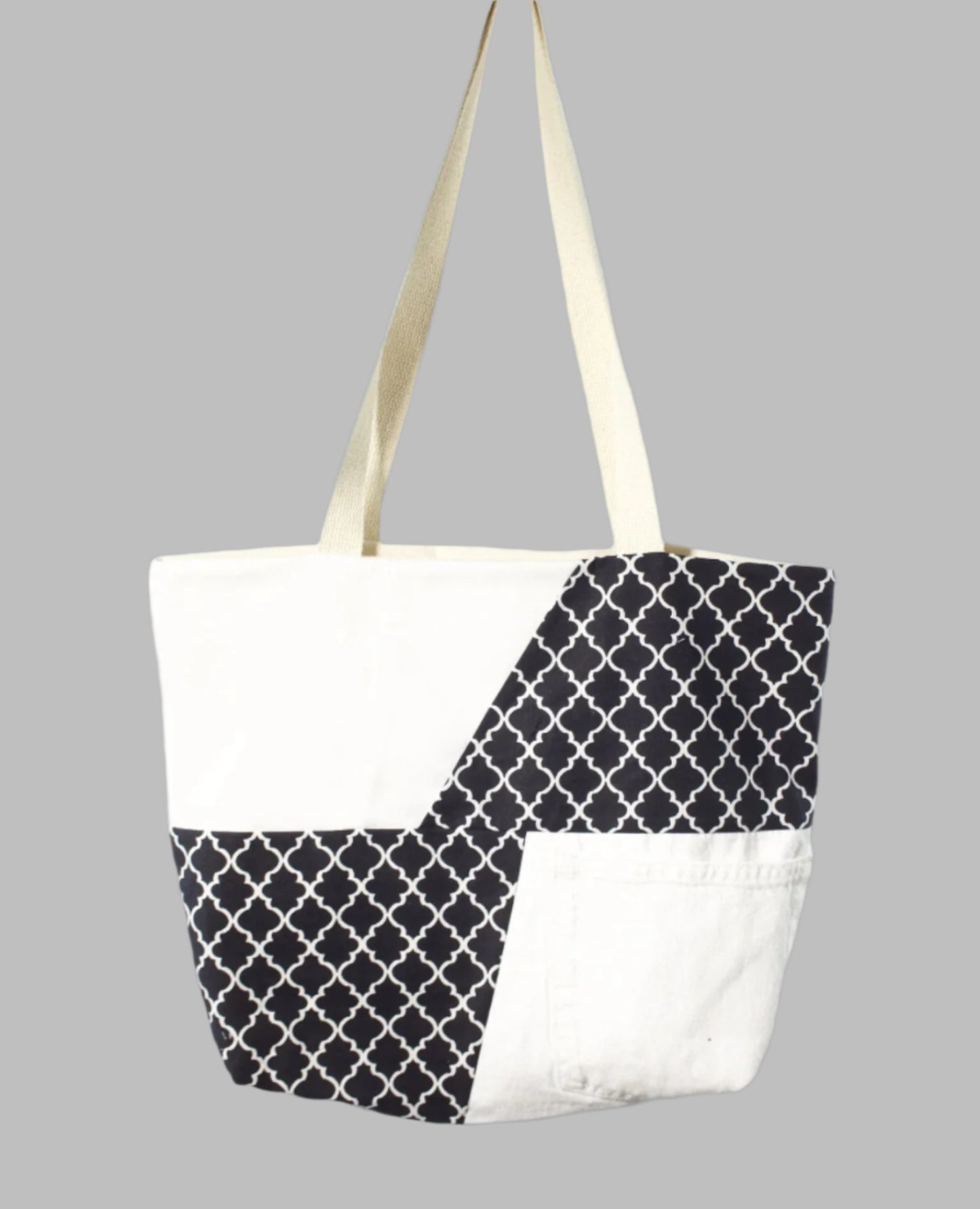 Black and White Denim Tote