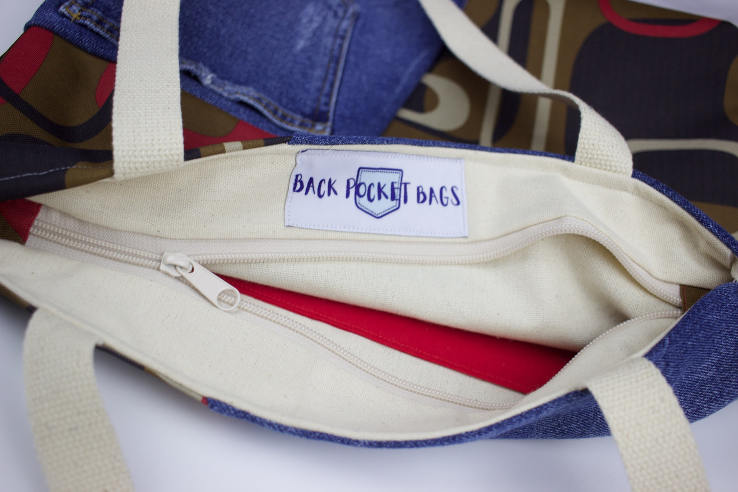 Classic Zip Tote (brown & red)