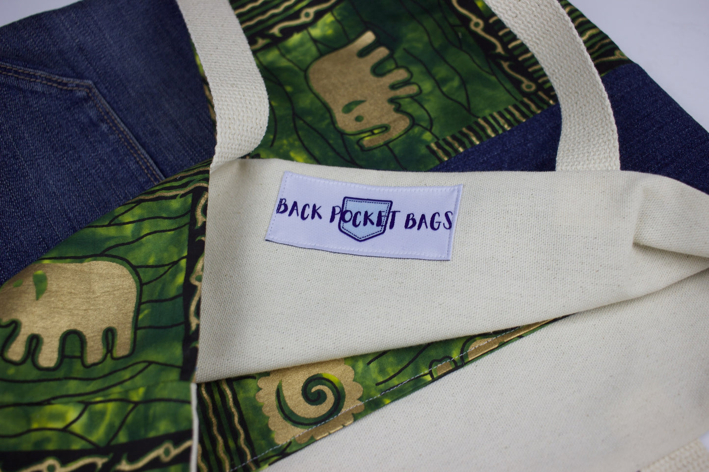 Green & Gold Elephant Tote