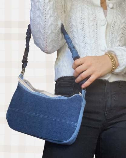 Scrunched Denim Shoulder Bag