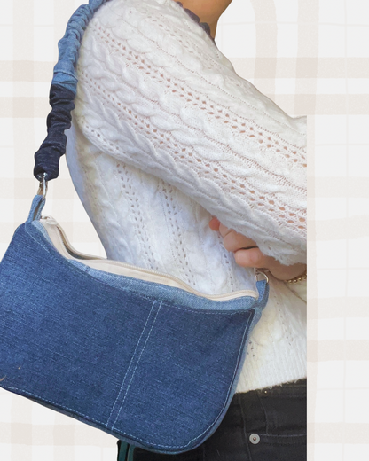 Scrunched Denim Shoulder Bag