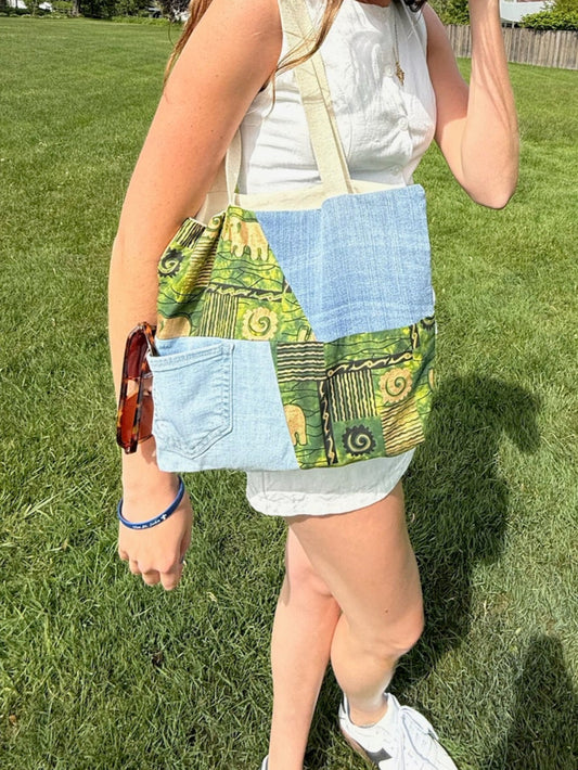 Green & Gold Elephant Tote